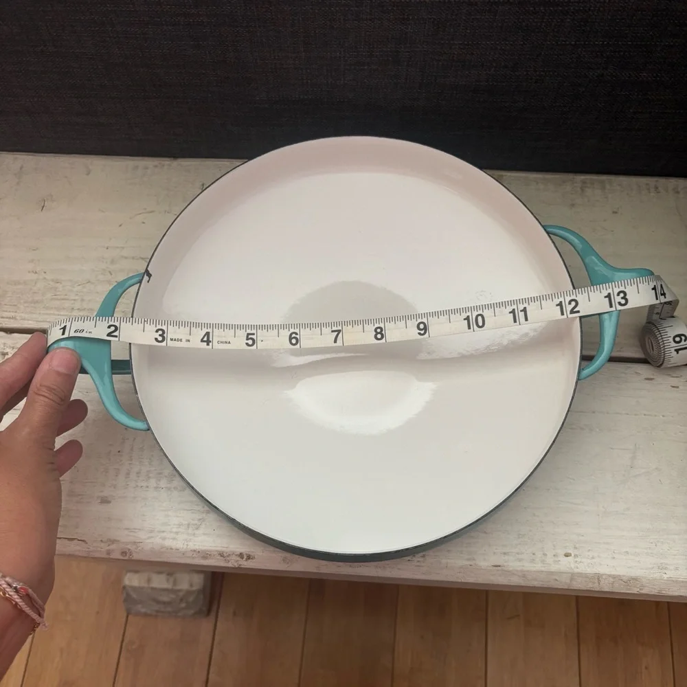 Dansk Turquoise Blue Enamel Paella Pan 13.25” Vintage MCM Kobenstyle Denmark